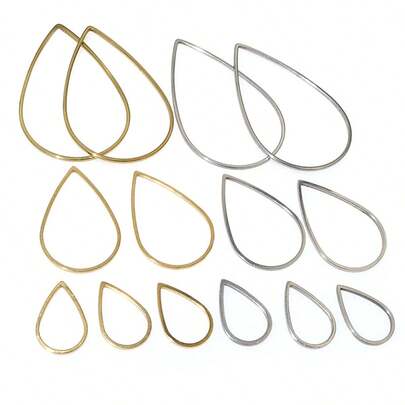 10 pièces Boucles d'oreille en acier inoxydable plaqué or en forme de goutte d'eau avec cadre fermé, pendentifs pour la fabrication de bijoux DIY et accessoires