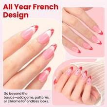 Beetles Dusky Rose French Tip Gel Polish Set, 2 Colors HEMA-Free Red & Jelly Pink With Base & Top Coat, Soak Off UV LED French Manicure Kit, Perfect For Beginners & Professionals Spring Nail Art - 15ML 4Pcs Dusky Rose - 查看 4