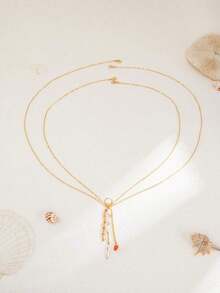 1pc Multi-Yer Baroque Irregur Pearl Pendant Tassel Body Chain, Sexy Bikini Chain, Multifunctional Chest Chain/Body Jewelry, Women Casual Daily Holiday Body Jewelry - 彩色 - 查看 3