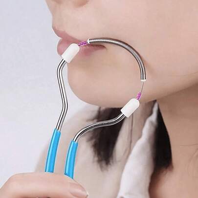 1 pezzo Rimozione indolore dei peli del viso da donna, epilatore a rullo a molla portatile, leggero per rimuovere i peli di labbra, mento, viso e collo, facile da usare