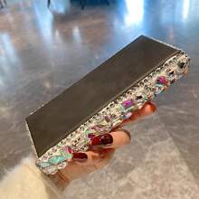 1pc Luxury Rhinestone Decorated Eyeglass Storage Box, Portable Pressure-Resistant Flip Cover Eyeglass Case, PU Leather Texture, Suitable For Students' Myopia Glasses, Reading Glasses, Fashion Glasses, Party Glasses Storage - Multicolor - View 6