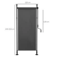 Vertical Blind, Sunshade, Balcony Blind, 120 X 220-310 Cm, Weatherproof With Crank Handle, Polyester, Dark Grey, For Patio And Garden - Dark Grey - View 8