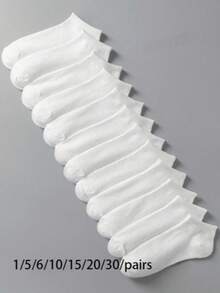 12pcs White Solid Color Breathable Deodorizing Women's Ankle Socks - White - View 6