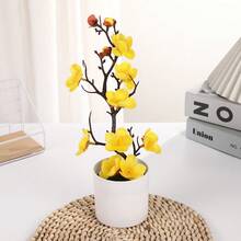 1 Piece 11.4 Inch Artificial Peach Blossom With Vase, Artificial Potted Spring Floral Plant, Suitable For Indoor/Outdoor Decor, Fake Plant, Autumn Decor, Room, Desk, Garden Decor, Valentine's Day Home Decor, Fake Flower Living Room Decor, Valentine's Day Wedding, Birthday, Autumn Decor, Kitchen Decor, Artificial Plant Home Decor, Back To School Study Supplies - White - View 4