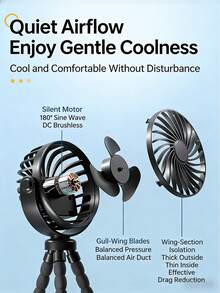 Mini Handheld Fan USB Rechargeable 500mAh Flexible Tripod Stand Octopus Legs Portable Cooling Fan Desktop Dorm Bed Outdoor Camping Stroller Suitable Nursery Summer Travel Essential Daily Use - Multicolor - View 5