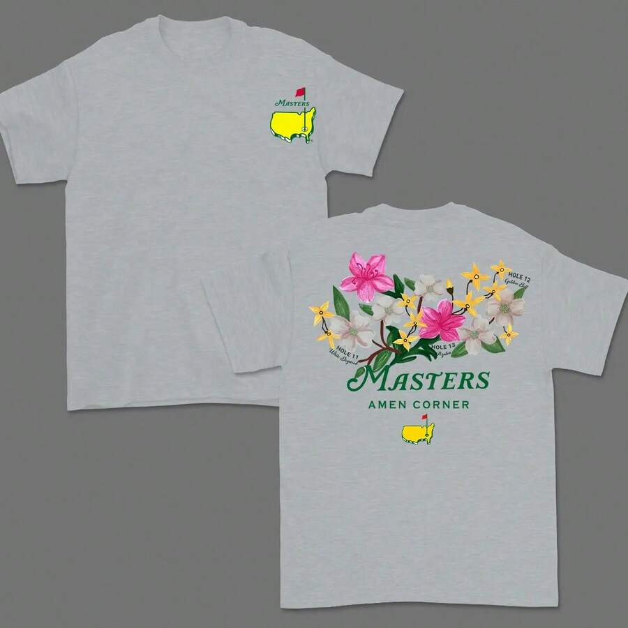 Masters Amen Corner Golf Shirt, Soft Vintage Cotton T-Shirt, Breathable Classic Collar, Casual Menswear, Sportswear Giftsummer Outfits For Women - 運動灰 - 查看 1