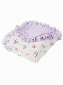 1pc Soft Cotton Floral Baby Blanket, Sweet Ruffle Edge Infant Cotton Blanket - Multicolor - View 10