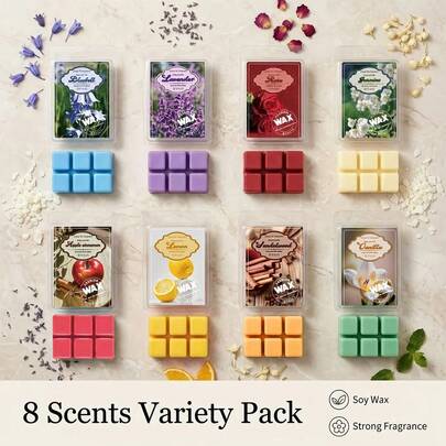 3oz Scented Candles, 8 Different Fragrances (Lavender, Jasmine, Lemon, Vanilla, Rose, Apple Ginger, Sandalwood, Star Anise, Lily Of The Valley), Suitable For Candle Warmer Melting. Wax Melts Gift Box, Air Purifying And Atmosphere Creating. Ideal For Christmas, Valentine's Day, Mother's Day Gifts. Two Styles Randomly Shipped.