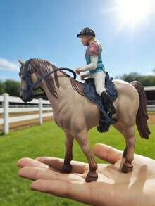 1pc Large Hollow Plastic Horse Model Toy, Farm Animal Toy For Children's Educational Recognition, Halloween Christmas Decoration Gift, Realistic Static Simulation Horse Model Toy, Children's Animal Recognition Toy, Horse Ranch Scene Decor Horse Toy, Farm Animal Toy - Multicolor - View 1