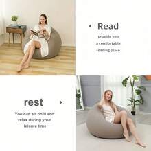 1 Oversized Inflatable Slouchy Sofa Chair | Made Of Grey PVC Material, Portable And Foldable, Ergonomically Designed For Use In Four Seasons, Perfect For 100 Living Room And Outdoor Camping Scenarios - Multicolor - View 8