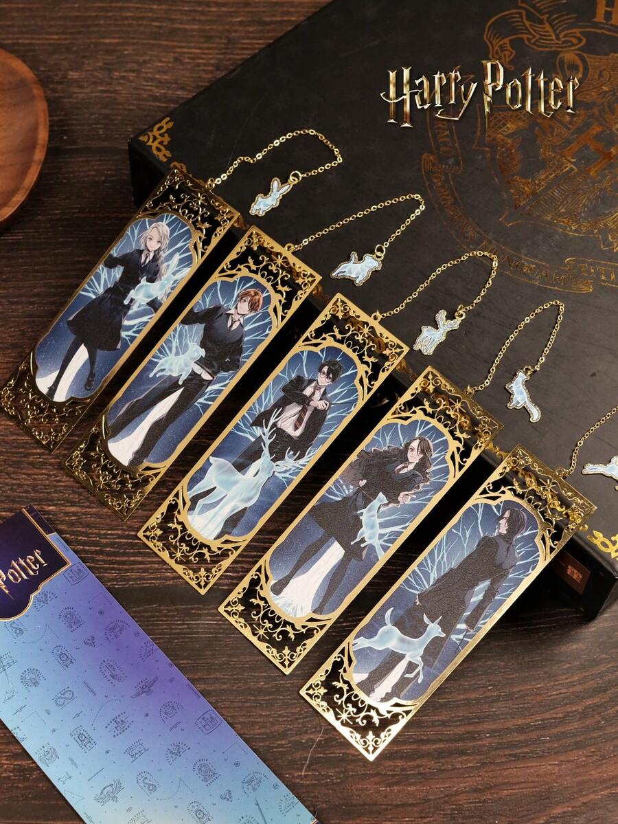 Harry Potter 1个哈利波特守护神咒金属书签，魔法系列哈利、罗恩、赫敏、斯内普、卢娜山谷书签，带链，文具周边礼品，适合读书俱乐部、读者、生日、节日、作家、书迷、朋友、老师、学生[官方授权] - A - 查看 1