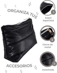 Padded Black Travel Makeup Bag Essential Functional Cosmetic Organizer - Negro Acolchada - View 6