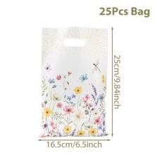 10/25/50 Pieces, Wildflower-Themed Gift Bags, Cute Small Handbags With Leaf And Floral Designs, Small Gift Wrapping Bags, Birthday Party Gift Bags, Small Handbags For Spring And Summer Parties, Mother's Day, Weddings, Baby Showers, And Tea Parties - 50 Items - View 9
