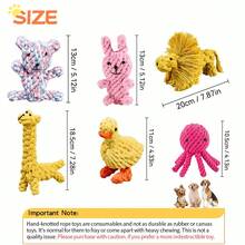 Juguetes de cuerda tejidos a mano y de colores para perros, juguetes de cuerda de animales divertidos, cuerda de zanahoria de dibujos animados, juguetes de peluche de conejo/león/pulpo/elefante/oso, adecuados para entrenamiento, limpieza de dientes y juego interactivo para perros medianos y pequeños - Multicolor - Ver 2