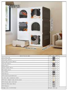 带猫砂盆的猫笼，一体式家用小型猫别墅，带厕所，宽敞自由 - 彩色 - 查看 17