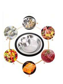 1个304不锈钢饺子盘，双层分格盛菜盘，圆形沥水盘，带醋碟，小吃盘，双层盘 - 查看 6