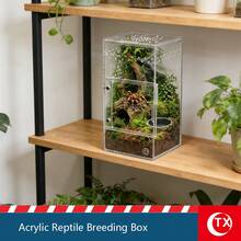 TX 1pc High Transparent Acrylic Jumping Spider Habitat, Reptile Terrarium For Breeding Small Reptiles Or Invertebrates, With Magnetic Top And Front Opening Design, Breathable And Escape-Proof - Multicolor - View 6