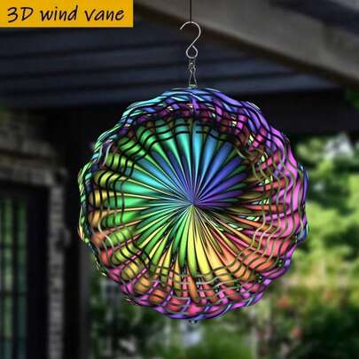 1 chiếc chuông gió cầu vồng - Chuông gió kim loại 10 inch, móc xoay 360°, không cần pin, thích hợp trang trí sân vườn ngoài trời, vật trang trí sân vườn phẳng 2D
