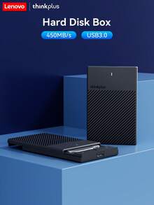 Caja para disco duro Lenovo, transferencia de alta velocidad, almohadilla de esponja gruesa incorporada, suspensión inteligente, Body de ABS+PC resistente y a prueba de explosiones, instalación sin herramientas, compatible con múltiples sistemas - Negro - Ver 1