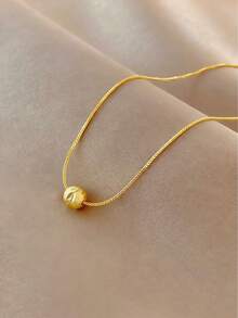 925純銀磨砂銀串珠項鏈適合女士,獨特設計和優雅 - 金黃色 - 查看 14