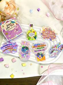 50 Pcs Holographic & Glittery Irregular-Shaped Stickers - Positive & Motivational Sparkle Decals With Fun Designs; Ideal For Decorating Laptops, Mobile Phones, E-Readers, And As Gifts For Readers - Reflective Stickers - Multicolor - View 3