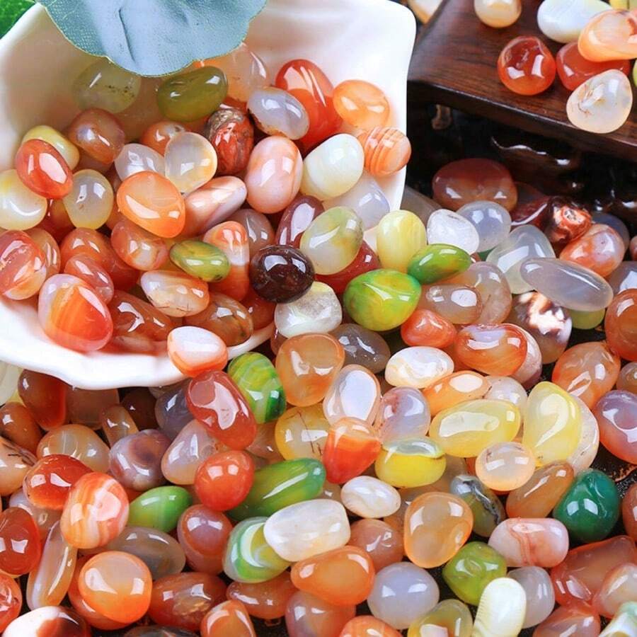 Galets naturels, pierres de rivière lisses et colorées pour jardinière de succulentes, décoration de aquarium, aménagement paysager de pot de fleurs - Multicolore - Voir 1