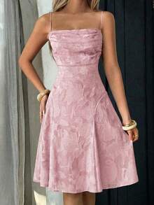 Unadoll 女士夏季系带露背蕾丝性感优雅连衣裙，适合度假、约会、派对、婚礼、出席嘉宾、情人节等场合，粉色 - 粉色 - 查看 3