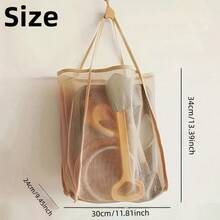 2pcs/Set Large Capacity Mesh Beach Tote Bag - Made Of Durable Polyester, Solid Color With Sturdy Handles, Suitable For Travel, Beach, Vacation And Camping, Beach Handbag, Multi-Functional Storage Solution, Sturdy Handle Design - Multicolor - View 4