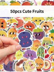 50pcs Fruit In A Picture Book Style Cute And Creative Cartoon Stickers DIY Guitar Luggage Refrigerator Water Cup Planner Supplies Decorative Laptop Personalization Stickers - Multicolor - View 6