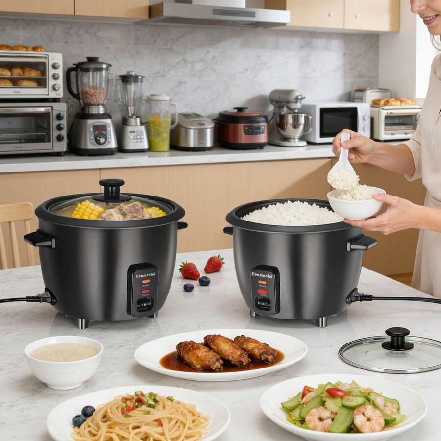0.6L Compact Mini Electric Rice Cooker, Durable Metal Housing, Non Stick Coated Metal Inner Pot Liner, Ideal For Small Kitchens & Daily Meals - View 1