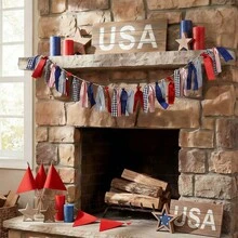 4th Of July Tassel Banner Red White And Blue Garland Patriotic Hanging Decorations For Independence Day Party - Nhiều màu - Xem 5