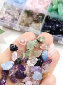 1 hộp hạt đá tự nhiên hình dạng bất thường, nhiều màu sắc, có lỗ, thích hợp để tự làm trang sức, bông tai, vòng tay, dây chuyền và các đồ thủ công khác. - Nhiều màu - Xem 8