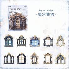 10pcs/Pack Gilded Porch Series Scrapbooking Stickers, Diverse Styles Suitable For Various Scenarios, Vintage Window & Door Themed, Self-Adhesive, Ideal For Journaling, Office & School Supplies, Back To School Scrapbook Supplies - A - View 14