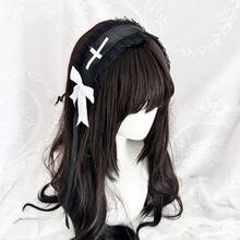 Dark Gothic Lolita Nun Headband Retro Cross Mantilla Veil Chapel Style Filomena Cosplay Headpiece For Women,Y2k - trắng - Xem 7