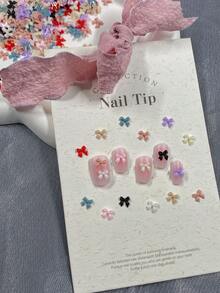 100 peças/300 peças por saco Laços de resina sólida multicoloridos fofos, adequados para arte de unhas DIY e manicure em resina - inodoros, decorações de unhas multifuncionais e usáveis, acessórios de arte de unhas | Encantos de unhas coloridos | Arte de unhas - Multicolorido - Visão 6