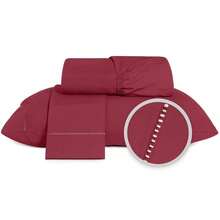 400 Thread Count Sheet Set, 2 And 3 Pieces, Luxury Hemstitch, Single, Double, Queen, King, High Quality - WINE - View 10