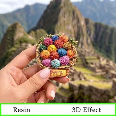 Nam châm tủ lạnh 3D bằng nhựa theo phong cách INS cổ điển, lấy cảm hứng từ văn hóa dệt may Peru, hình quả cầu len nhiều màu sắc và giỏ đan, đồ trang trí nhà cửa, quà lưu niệm du lịch, thích hợp làm quà tặng hoặc sử dụng cá nhân.