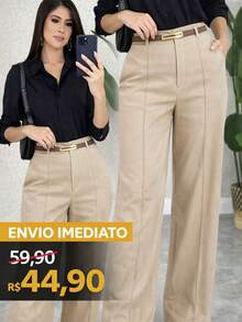 Women's Tailored Pants With Belt Simple Elegant Casual Sexy Pocket With Belt Zipper Evening Daily Winter - 米色 - 查看 1