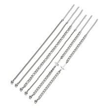 Bộ 6 vòng tay mặt dây chuyền hình thánh giá bằng thép không gỉ dành cho nam và nữ, kiểu dây xích mắt xích, quà tặng trang sức độc đáo. - 202507B2 - Xem 6