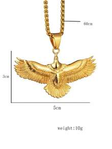 1 chiếc mặt dây chuyền hình đại bàng bằng thép không gỉ mạ vàng 18K, trang sức phong cách punk retro dành cho nam giới. - Vàng - Xem 4