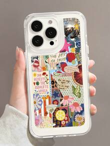 1pc Fashion Floral Letter Graffiti Light Ball Collage Aesthetic Pattern Full Coverage Transparent TPU Anti-Fingerprint Phone Case Compatible With IPhone 16 ProMax/16/16 Pro/16 Plus/11/15/15 Pro/15 ProMax/12/13/14 ProMax/XS/XR/11 Pro/11 ProMax/12 Pro/12 ProMax/13 Pro/13 ProMax/7 Plus/14 Pro/14 ProMax/14 Plus/7 Plus/8 Plus/8/SE2/12 Mini/13 Mini Hard Shell Anti-Yellowing - Multicolor - View 3