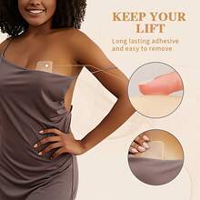 1 Pair Reusable Silicone Nipple Covers, Strapless Bra Design To Enhance Cleavage And Lift Bust, Invisible Effect, Suitable For Summer Wear, Non-Slip Performance - Recommended For A-C Cup Sizes - Round Lifting Style - View 3