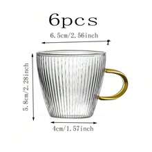 6pcs Striped Transparent Small Tea Cups, Suitable For Home Tea Tasting, Office, Espresso Cups - Clear - View 12