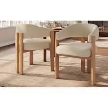 Dining Chairs - Beige + Natural + Flannelette + Metal + Set Of 2-1 - View 3