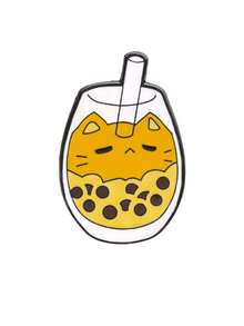1/7 pièces Broche mignonne de chat et de thé au lait, chacune avec une saveur et une expression uniques, schéma de couleurs de macaron frais, doux et cool, un accessoire étincelant pour votre tenue - Multicolore - Voir 15