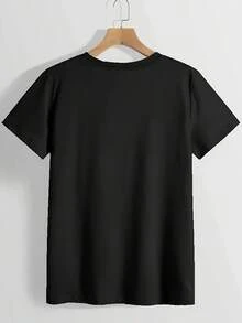 100% Cotton Fashion Printed Men's T-Shirt, Simple Cut Highlights Masculine Charm, Combines Solid Colors With Vibrant Prints, Comfortable And Breathable, A Summer Essential Classic Casual Basic Tees For Men - 黑色 - 查看 3