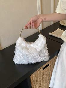 Dedoo Bag Women's Dinner Flower Buckle Shell Bag 2026 Season New Handbag, Dinner Party, Party First Choice. - White - View 4