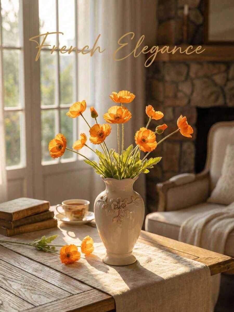1/2/4pcs Artificial Poppy, 59cm Long, With 4 Flowers, Simple And Modern Style, Can Be Bent And Does Not Fade - Used For Diy Flower Wall, Scene Layout, Living Room And Bedroom Vase Flower Arrangement, Wedding, Party, Home Decoration, Desk Stuffing,Room DecorDIY Florals/Centerpieces, Home/Kitchen/Office Decorations |Gifts For Her - Multicolor - View 1