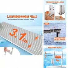 Dock Ladder, Removable 4 Steps, 500 Lbs Load Capacity, Aluminum Alloy Pontoon Boat Ladder With 3.1'' Wide Step Nonslip Rubber Easy To Install Ship/Lake/Pool/Marine Boarding - Default - View 1