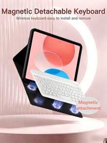 TenYide Multi-Angle Stand Book-Style Tablet Protective Case With Detachable Wireless Bluetooth Keyboard, Shockproof/Dustproof/Anti-Fingerprint, Suitable For IPad 5th/6th/7th/8th/9th/10th/11th(A16), Pro 11/Pro12.9/Pro13, Air 1/2/3/4/5/6/7/11/13, Galaxy Tab, MatePad, Honor Pad, Pad, Pad, Tab, Xiaoxin Tab, IdeaTab - Dark Black - View 2